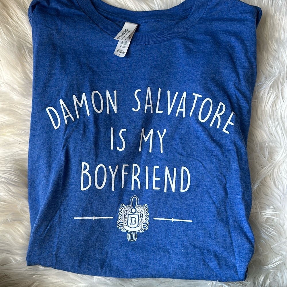 CANVAS Blue 'Damon Salvatore Is My Boyfriend' Short Sleeve Tee